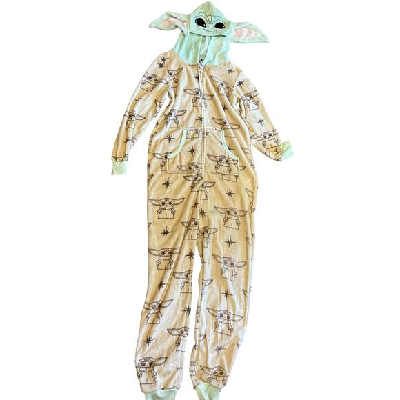 Star Wars Pajama Long Sleeve SZ SM Baby Yoda GROGU Hooded Blanket Sleeper - Picture 6 of 10